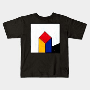 Mondrian Inspired Diamond Pillar Geometric Abstract Acrylic Painting Kids T-Shirt